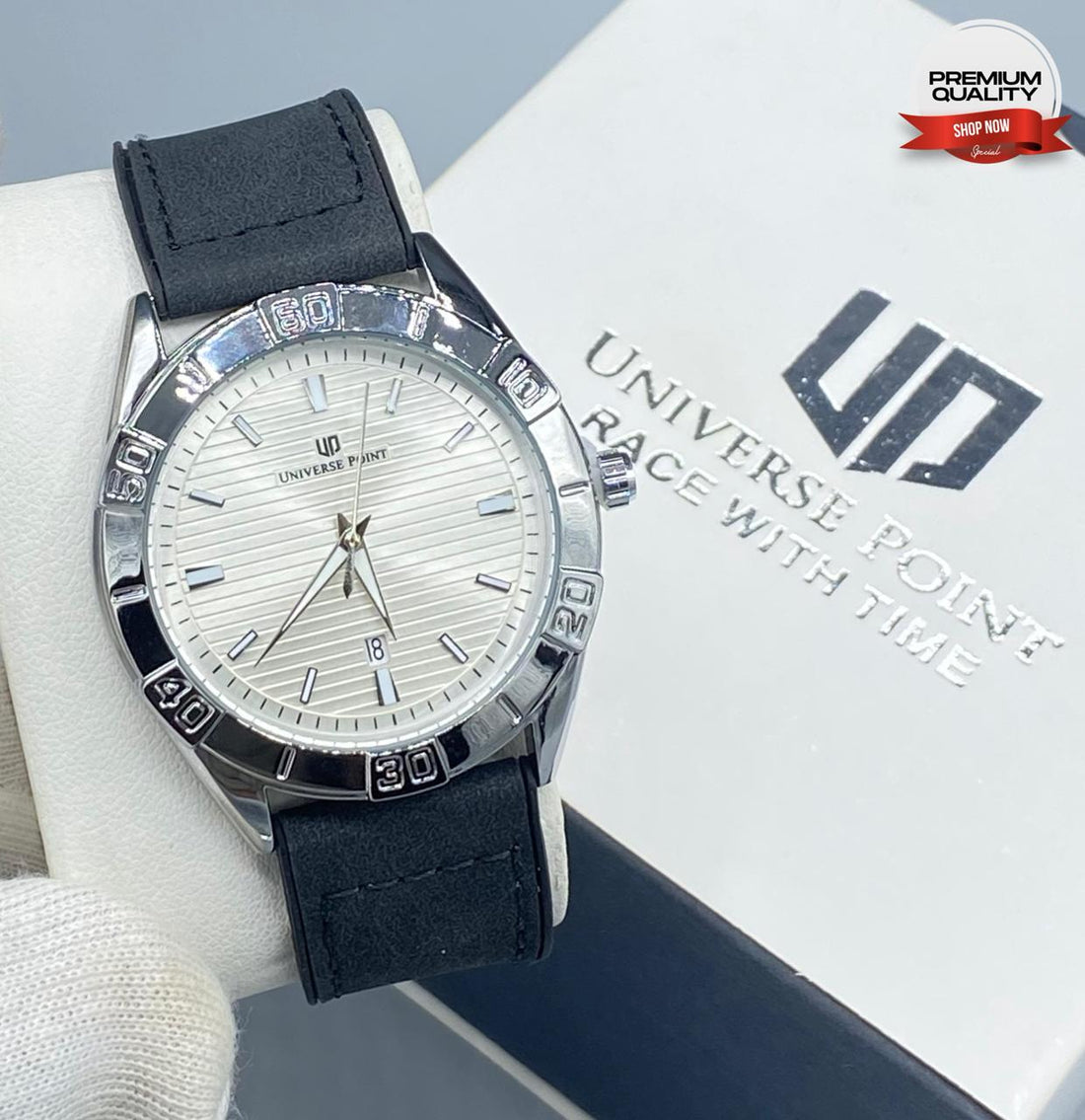 Universe Point Leather Strap Watch