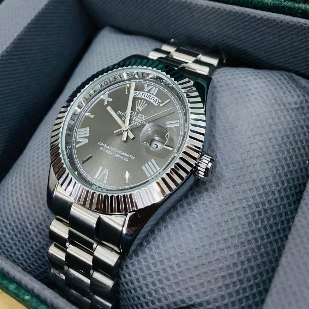 Rolex Day-Date Fluted Bezel Black Dial